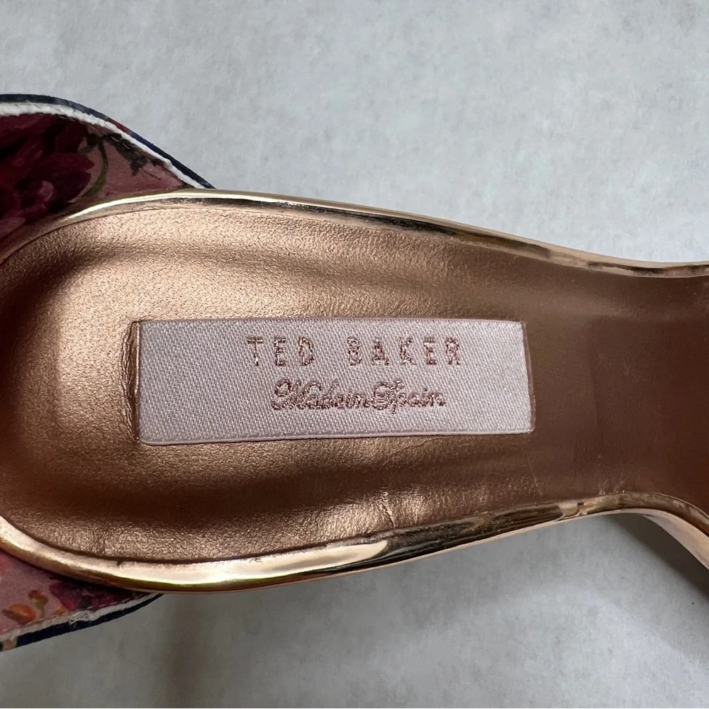 TED BAKER Navy Chinoiserie Junaaa Jacquard Platform Sandals - Sz 38 / 7.5 - Picture 12 of 16